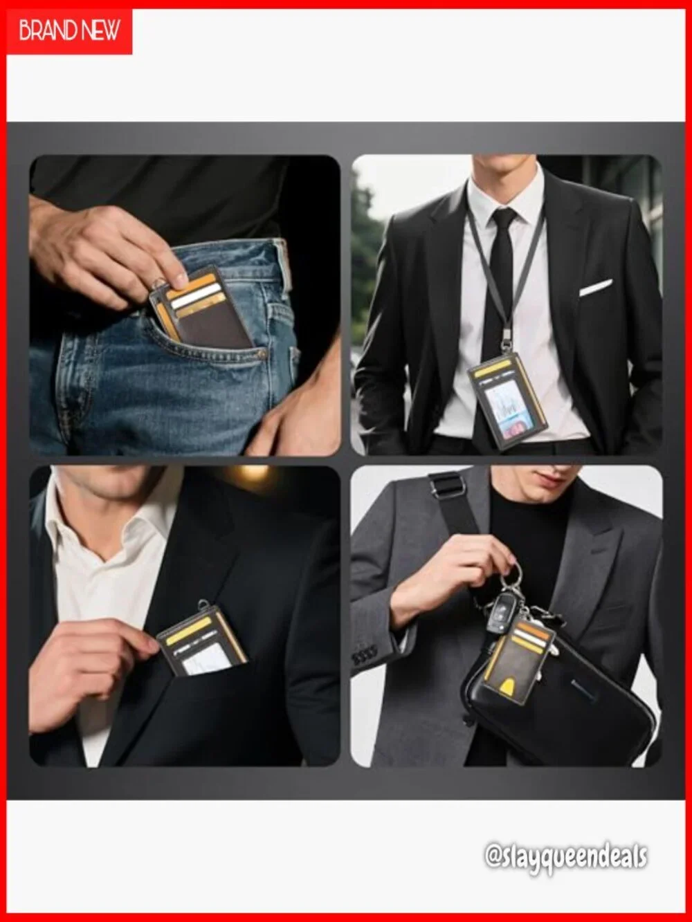 Slim RFID Blocking Credit Card Holder with 6 Slots and ID Window